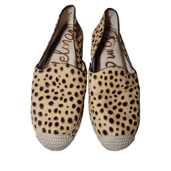 Sam Edelman Kesia Calf Fur Cheetah Espadrilles Shoes Size 6.5 Animal Print - Picture 3 of 9